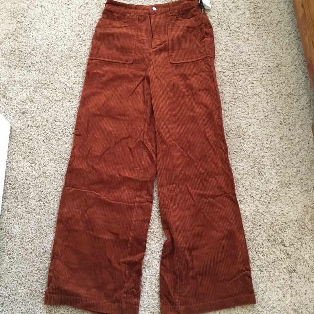 Forever 21 Rust Corduroy Wide Leg Pants - Medium